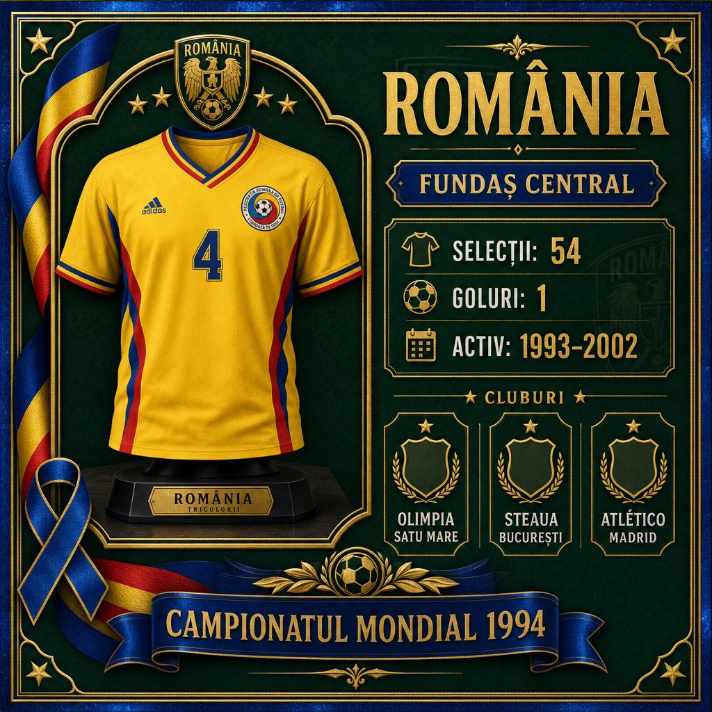 Career card Daniel Didi Prodan — 54 selectii, fundas central, Steaua Bucuresti, Atletico Madrid