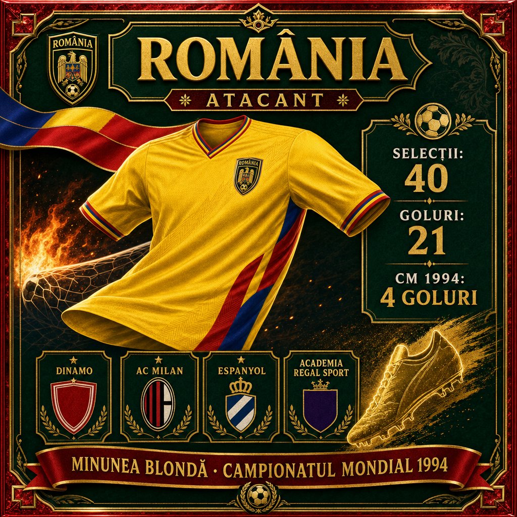 Career card Florin Raducioiu — 40 selectii, 21 goluri, Minunea Blonda, CM 1994